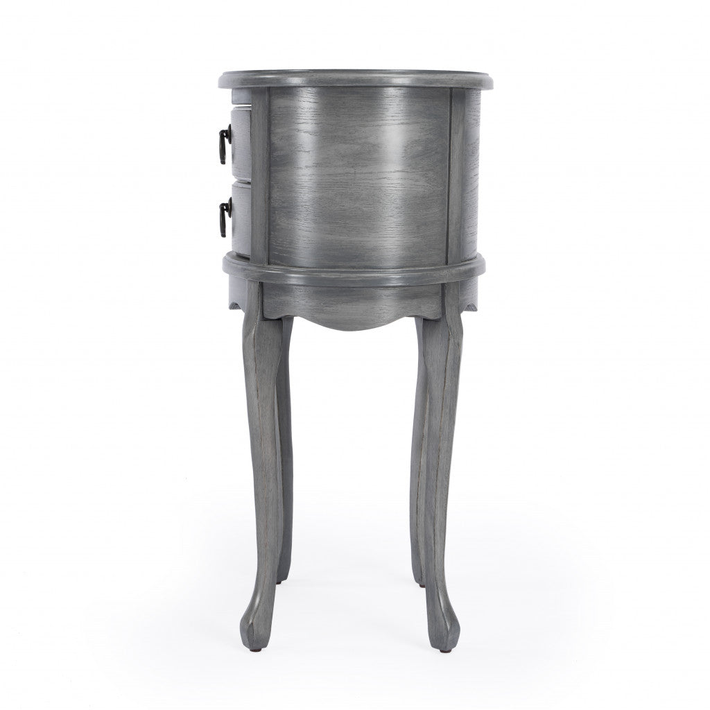 26" Grey And Gray Manufactured Wood Oval End Table With Two Drawers By Homeroots | End Tables | Modishstore - 6