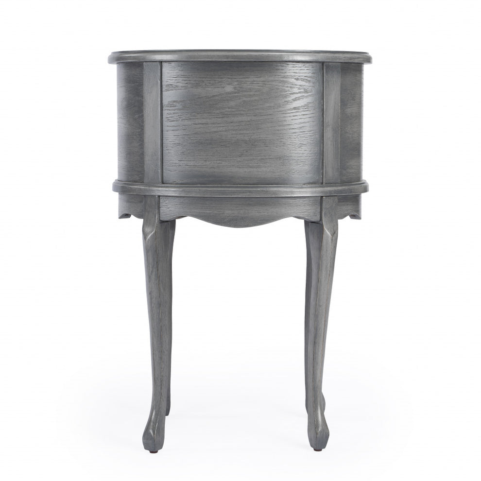 26" Grey And Gray Manufactured Wood Oval End Table With Two Drawers By Homeroots | End Tables | Modishstore - 7