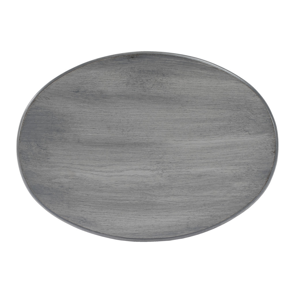 26" Grey And Gray Manufactured Wood Oval End Table With Two Drawers By Homeroots | End Tables | Modishstore - 8