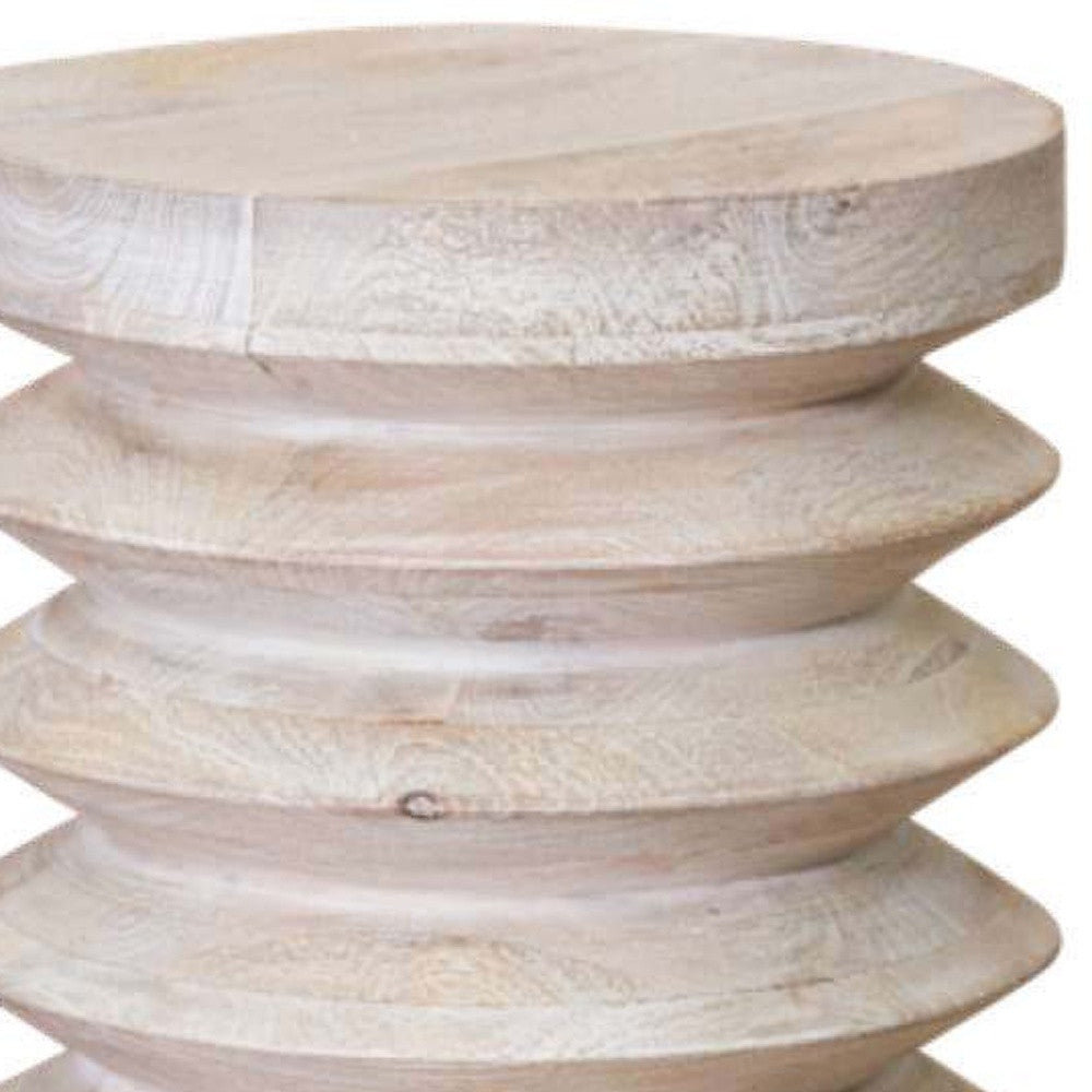 Modern Natural Mango Accordian Style Wood Side Table By Homeroots | End Tables | Modishstore - 4