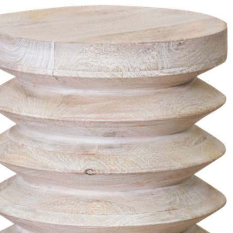 Modern Natural Mango Accordian Style Wood Side Table By Homeroots | End Tables | Modishstore - 4