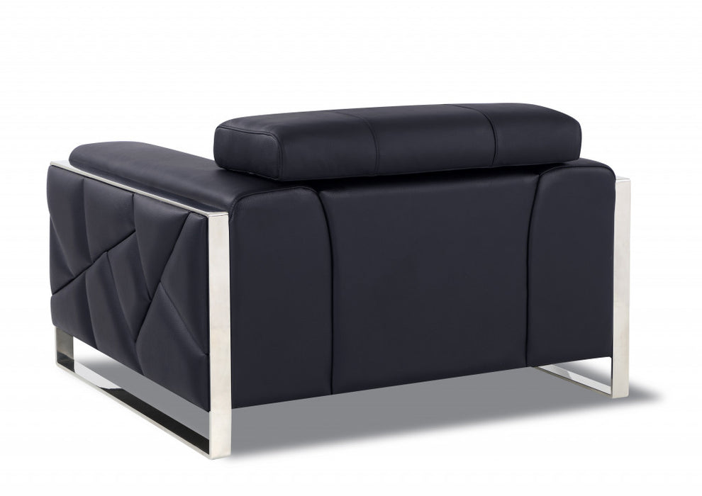 Mod Black Leather and Chrome Deco Accent Chair By Homeroots | Accent Chairs | Modishstore - 4