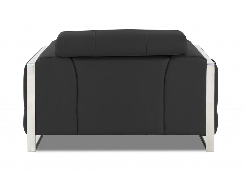 Mod Black Leather and Chrome Deco Accent Chair By Homeroots | Accent Chairs | Modishstore - 14