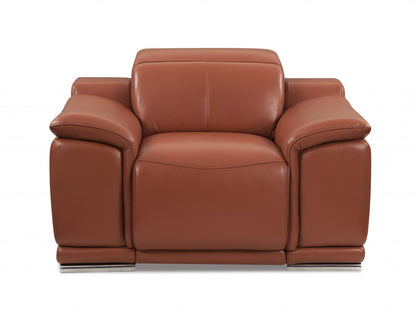 Mod Camel Brown Italian Leather Recliner Chair By Homeroots | Chairs & Recliners | Modishstore