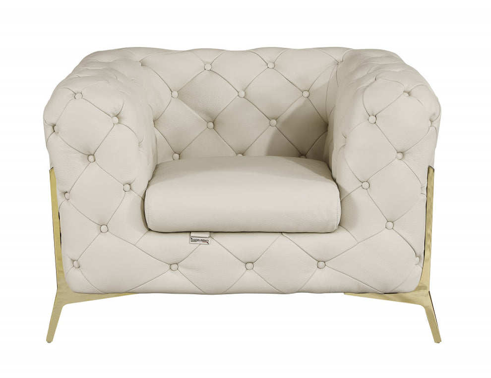 Glam Black and Chrome Tufted Leather Armchair By Homeroots | Armchairs | Modishstore - 11