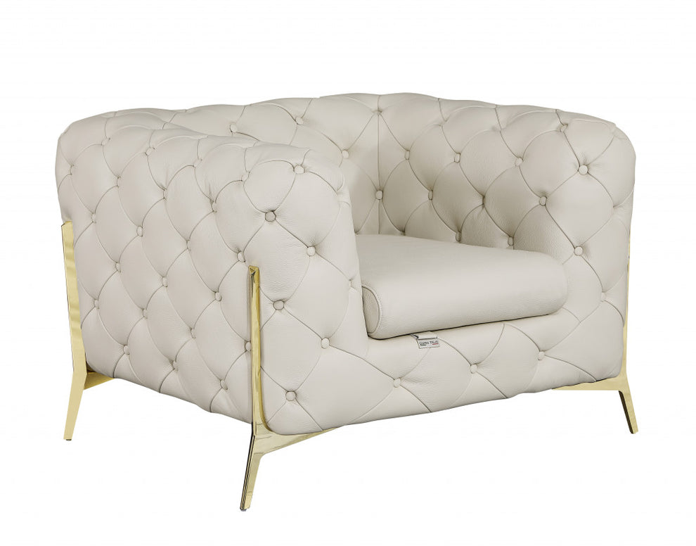 Glam Black and Chrome Tufted Leather Armchair By Homeroots | Armchairs | Modishstore - 12