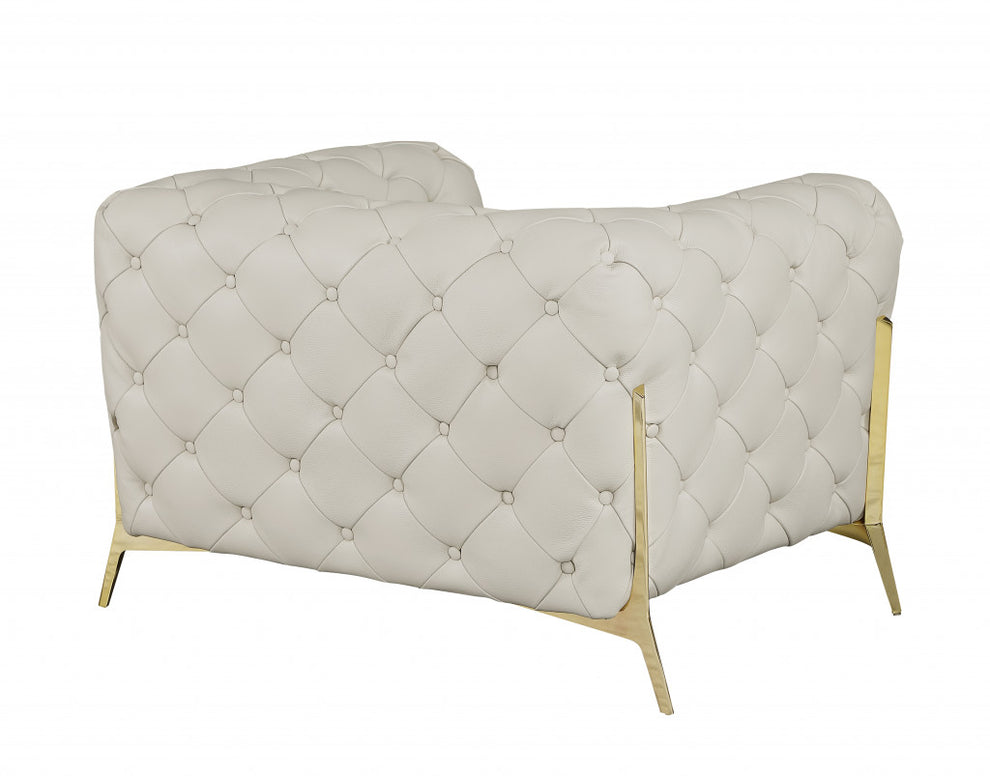 Glam Black and Chrome Tufted Leather Armchair By Homeroots | Armchairs | Modishstore - 13