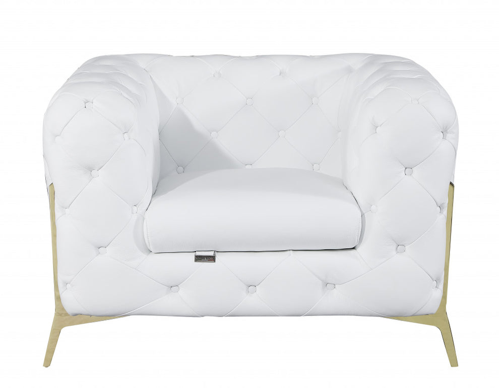 Glam Black and Chrome Tufted Leather Armchair By Homeroots | Armchairs | Modishstore - 21