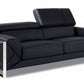 89" Black and Chrome Genuine Leather Standard Sofa By Homeroots | Sofas | Modishstore - 2