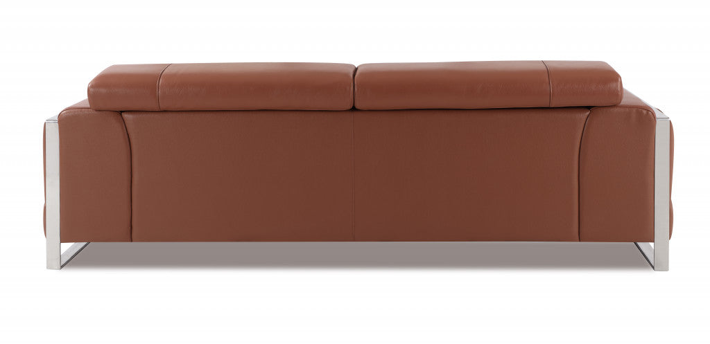 89" Black and Chrome Genuine Leather Standard Sofa By Homeroots | Sofas | Modishstore - 8