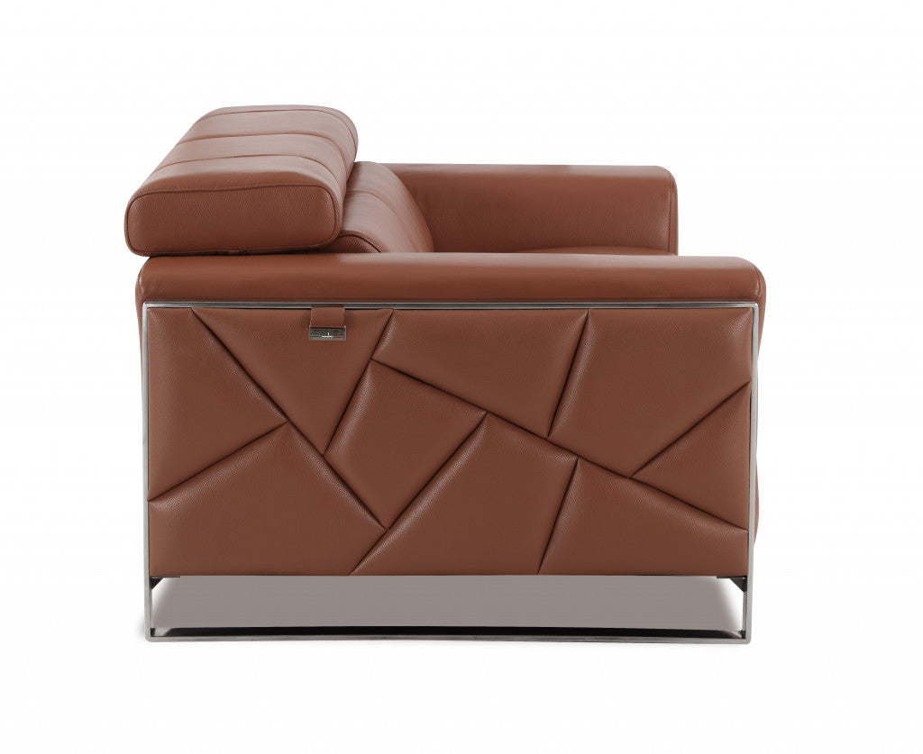 89" Black and Chrome Genuine Leather Standard Sofa By Homeroots | Sofas | Modishstore - 9