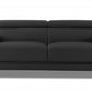 89" Black and Chrome Genuine Leather Standard Sofa By Homeroots | Sofas | Modishstore - 11