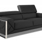 89" Black and Chrome Genuine Leather Standard Sofa By Homeroots | Sofas | Modishstore - 12