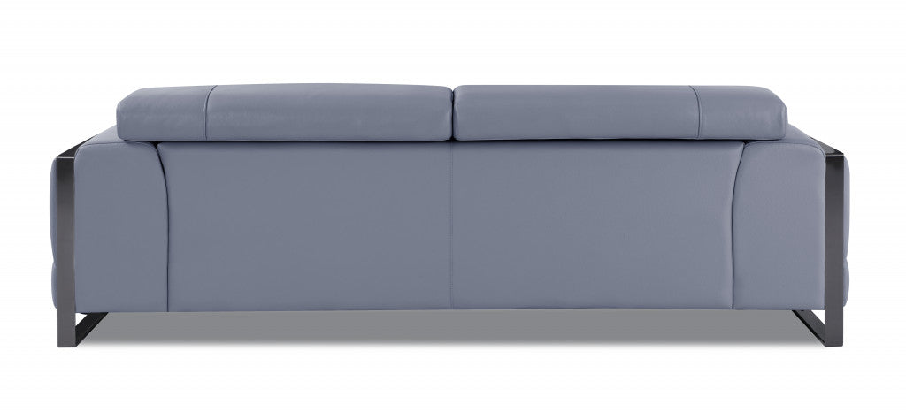 89" Black and Chrome Genuine Leather Standard Sofa By Homeroots | Sofas | Modishstore - 18