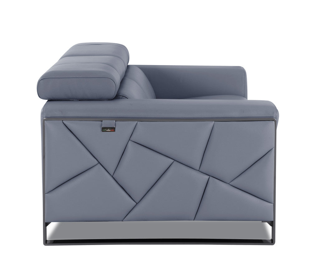 89" Black and Chrome Genuine Leather Standard Sofa By Homeroots | Sofas | Modishstore - 19