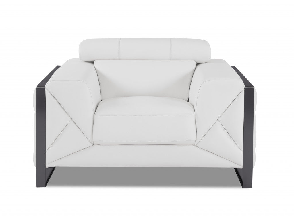 89" Black and Chrome Genuine Leather Standard Sofa By Homeroots | Sofas | Modishstore - 23