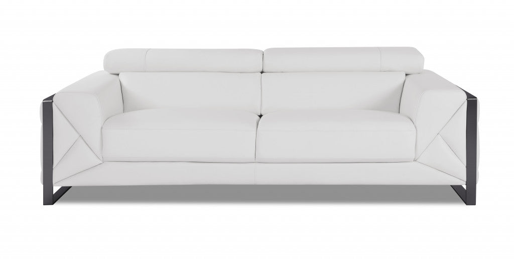 89" Black and Chrome Genuine Leather Standard Sofa By Homeroots | Sofas | Modishstore - 24