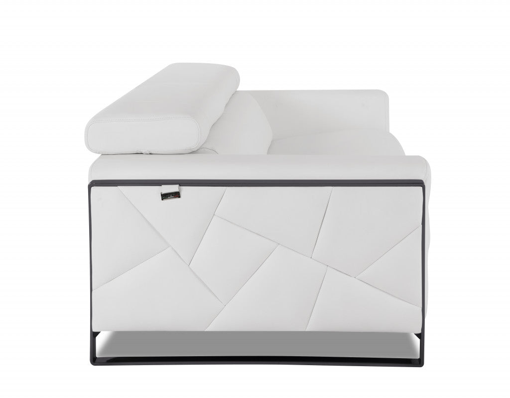 89" Black and Chrome Genuine Leather Standard Sofa By Homeroots | Sofas | Modishstore - 25