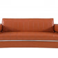 89" Camel Brown Chrome Accents Genuine Leather Standard Sofa By Homeroots | Sofas | Modishstore