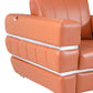 89" Camel Brown Chrome Accents Genuine Leather Standard Sofa By Homeroots | Sofas | Modishstore - 5
