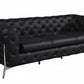 93" Black Genuine Tufted Leather and Chrome Standard Sofa By Homeroots | Sofas | Modishstore - 2