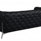 93" Black Genuine Tufted Leather and Chrome Standard Sofa By Homeroots | Sofas | Modishstore - 3