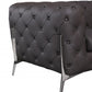 93" Black Genuine Tufted Leather and Chrome Standard Sofa By Homeroots | Sofas | Modishstore - 10