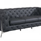 93" Black Genuine Tufted Leather and Chrome Standard Sofa By Homeroots | Sofas | Modishstore - 17