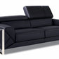 Three Piece Black Italian Leather Six Person Seating Set By Homeroots | Sofa Set | Modishstore - 5