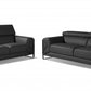 Two Piece Dark Gray Italian Leather Five Person Seating Set By Homeroots