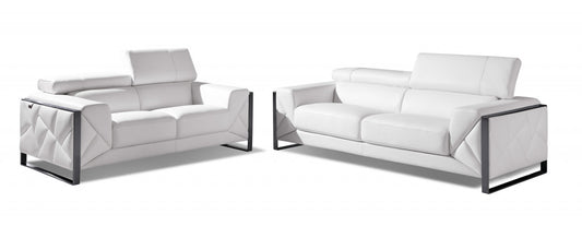 Two Piece White Italian Leather Five Person Seating Set By Homeroots
