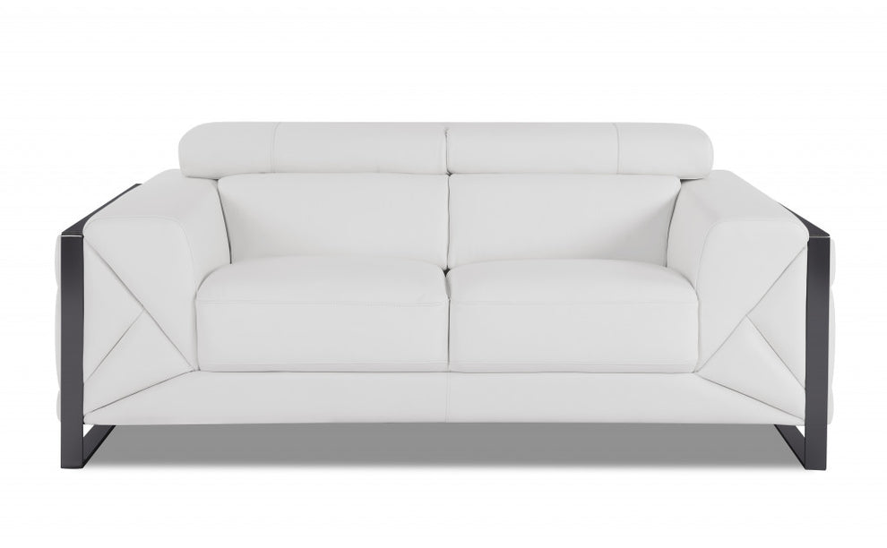 Two Piece White Italian Leather Five Person Seating Set By Homeroots | Sofa Set | Modishstore - 3