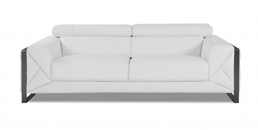 Two Piece White Italian Leather Five Person Seating Set By Homeroots | Sofa Set | Modishstore - 4