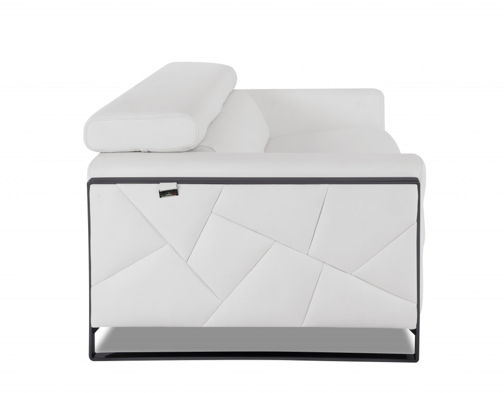 Two Piece White Italian Leather Five Person Seating Set By Homeroots | Sofa Set | Modishstore - 5