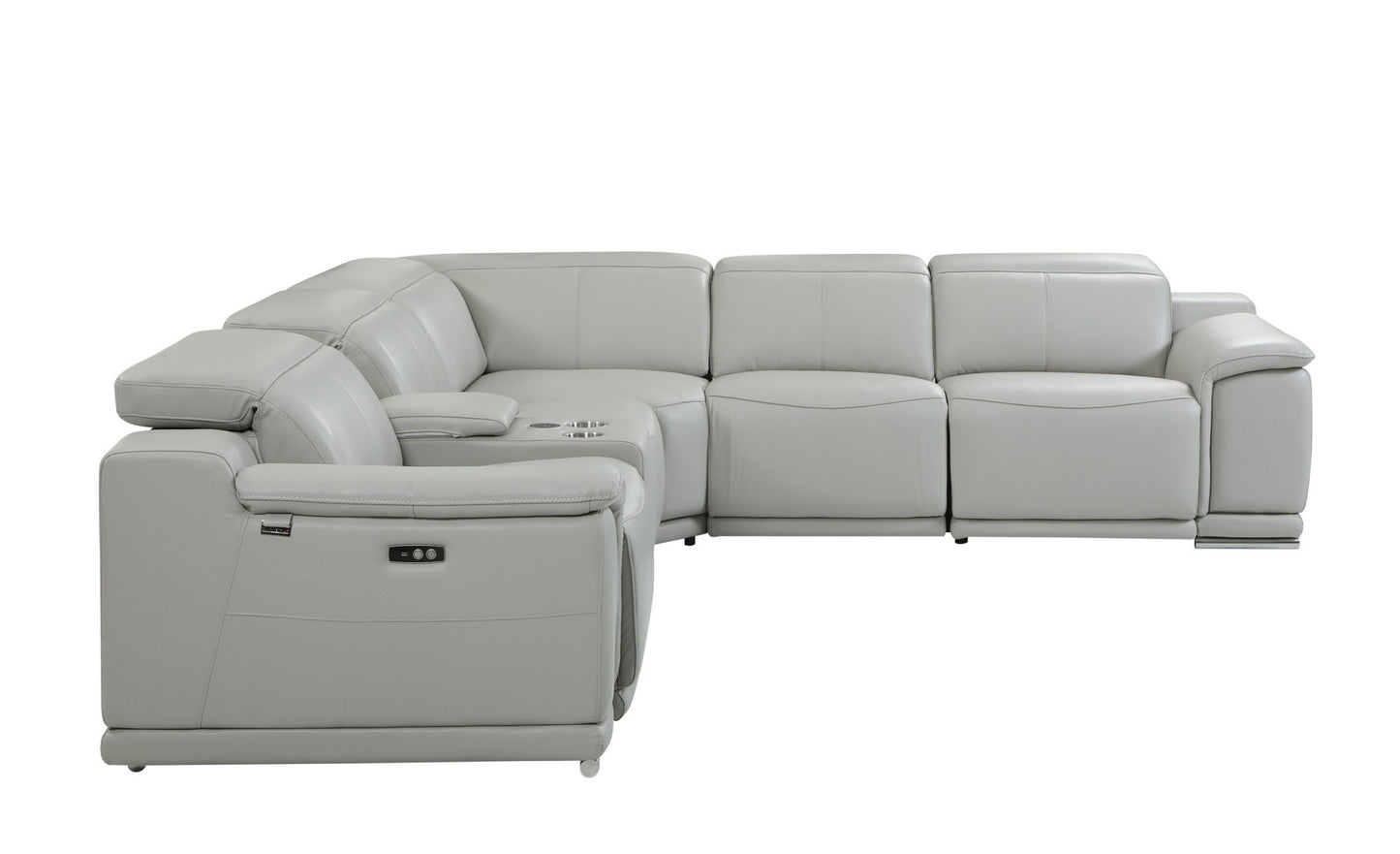 Italian Leather Power Reclining L Shaped Six Piece Corner Sectional With Console By Homeroots