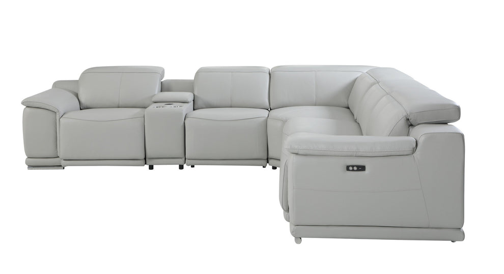 Italian Leather Power Reclining L Shaped Six Piece Corner Sectional With Console By Homeroots | Sectional | Modishstore - 5