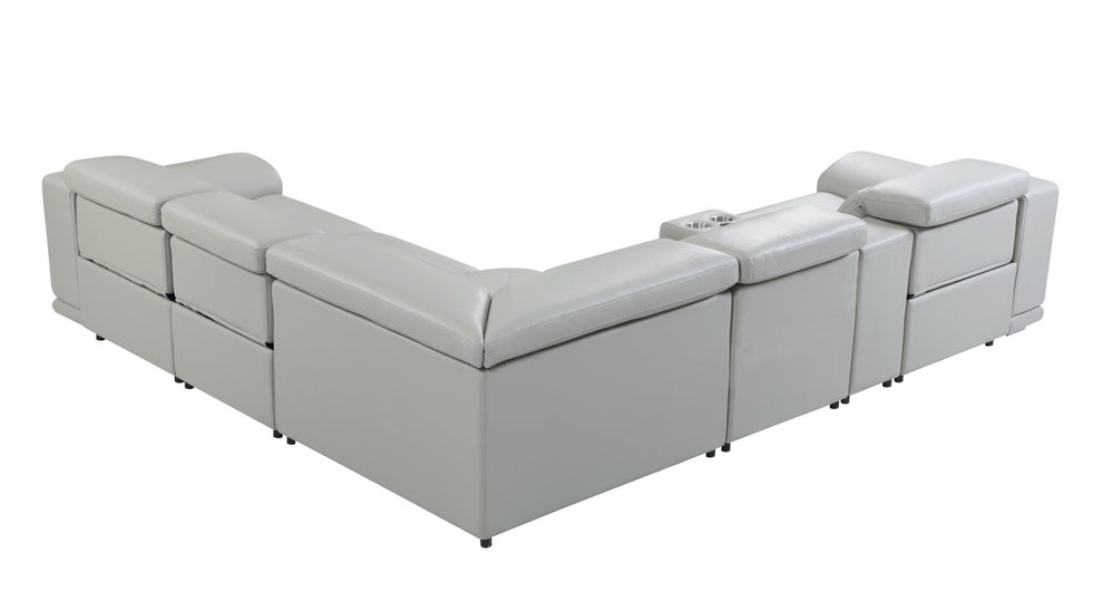 Italian Leather Power Reclining L Shaped Six Piece Corner Sectional With Console By Homeroots | Sectional | Modishstore - 6