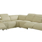Beige Italian Leather Power Reclining L Shaped Seven Piece Corner Sectional With Console By Homeroots | Sectional | Modishstore