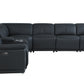 Black Italian Leather Power Reclining L Shaped Seven Piece Corner Sectional With Console By Homeroots | Sectional | Modishstore