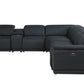 Black Italian Leather Power Reclining L Shaped Seven Piece Corner Sectional With Console By Homeroots