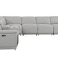 Light Gray Italian Leather Power Reclining L Shaped Seven Piece Corner Sectional With Console By Homeroots | Sectional | Modishstore - 3