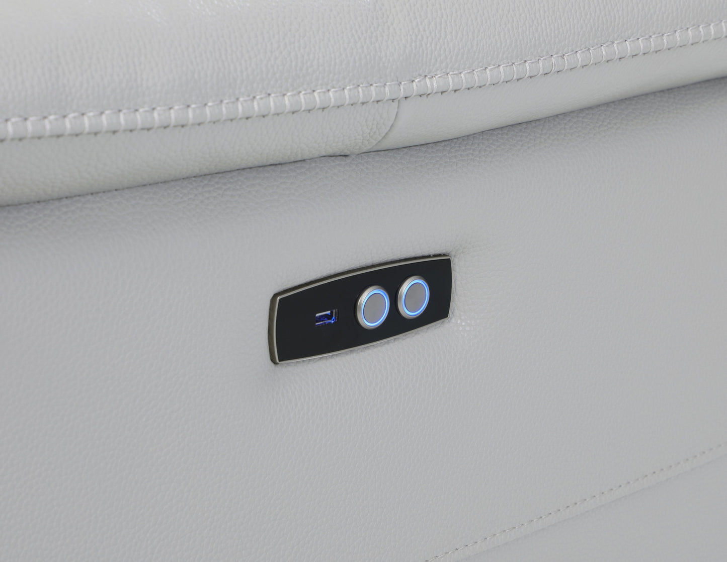 Light Gray Italian Leather Power Reclining L Shaped Seven Piece Corner Sectional With Console By Homeroots | Sectional | Modishstore - 9