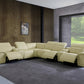 Beige Italian Leather Power Reclining L Shaped Eight Piece Corner Sectional With Console By Homeroots