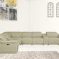 Beige Italian Leather Power Reclining L Shaped Eight Piece Corner Sectional With Console By Homeroots | Sectional | Modishstore - 3