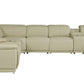 Beige Italian Leather Power Reclining L Shaped Eight Piece Corner Sectional With Console By Homeroots
