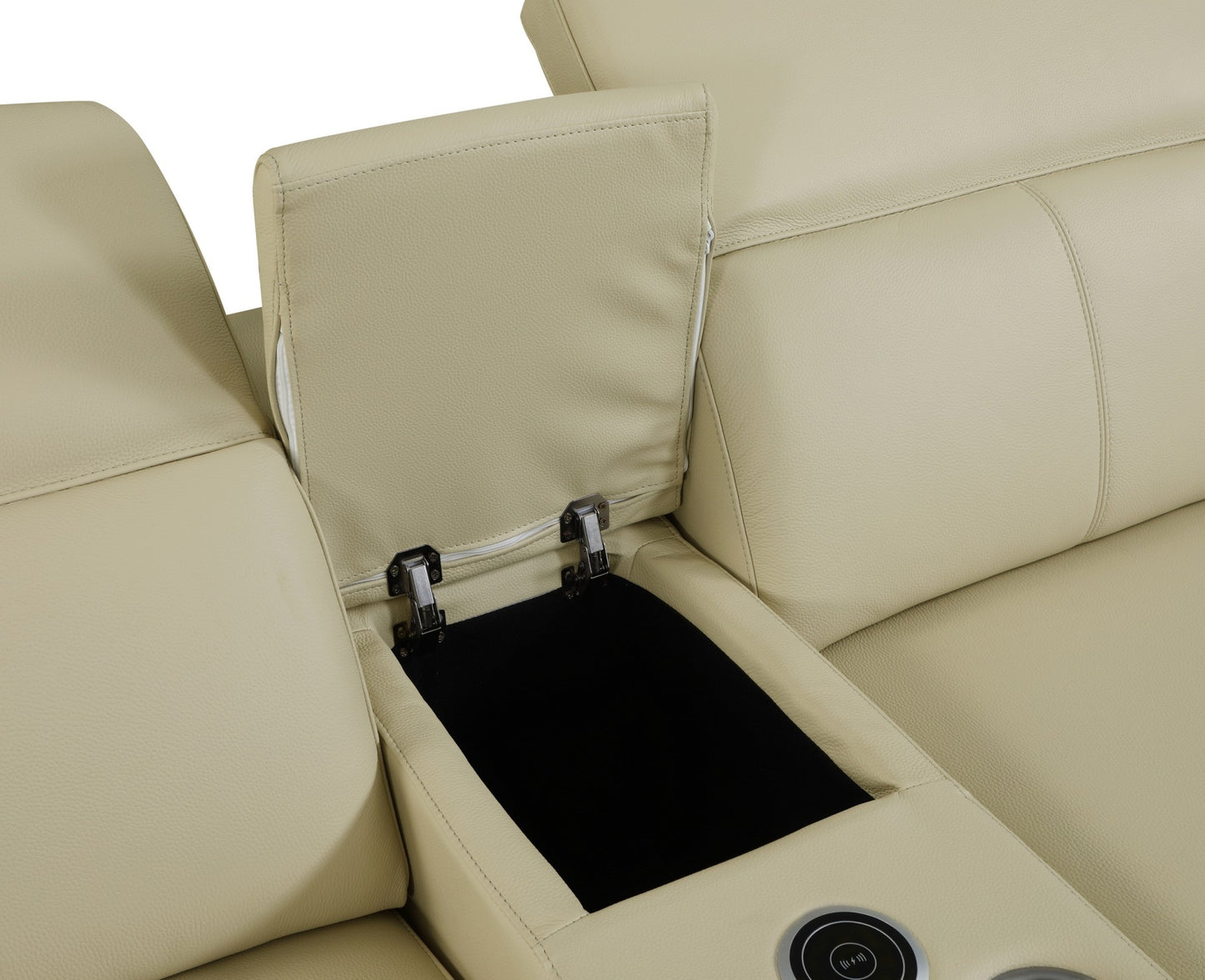 Beige Italian Leather Power Reclining L Shaped Eight Piece Corner Sectional With Console By Homeroots | Sectional | Modishstore - 6