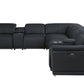 Black Italian Leather Power Reclining L Shaped Eight Piece Corner Sectional With Console By Homeroots | Sectional | Modishstore