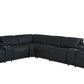 Black Italian Leather Power Reclining L Shaped Eight Piece Corner Sectional With Console By Homeroots | Sectional | Modishstore - 3
