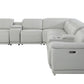 Light Gray Italian Leather Power Reclining L Shaped Eight Piece Corner Sectional With Console By Homeroots