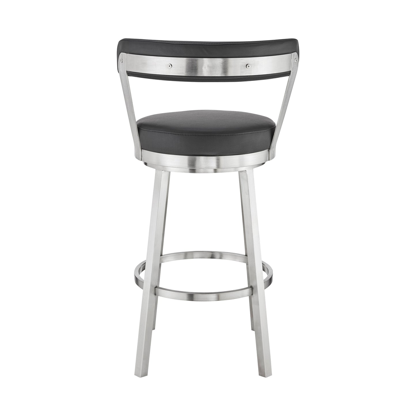 26" Chic Black Faux Leather with Stainless Steel Finish Swivel Bar Stool By Homeroots | Bar Stools | Modishstore - 6